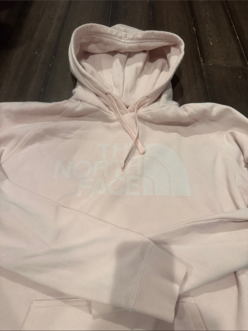 the North Face blush pink peach womens hoodie L